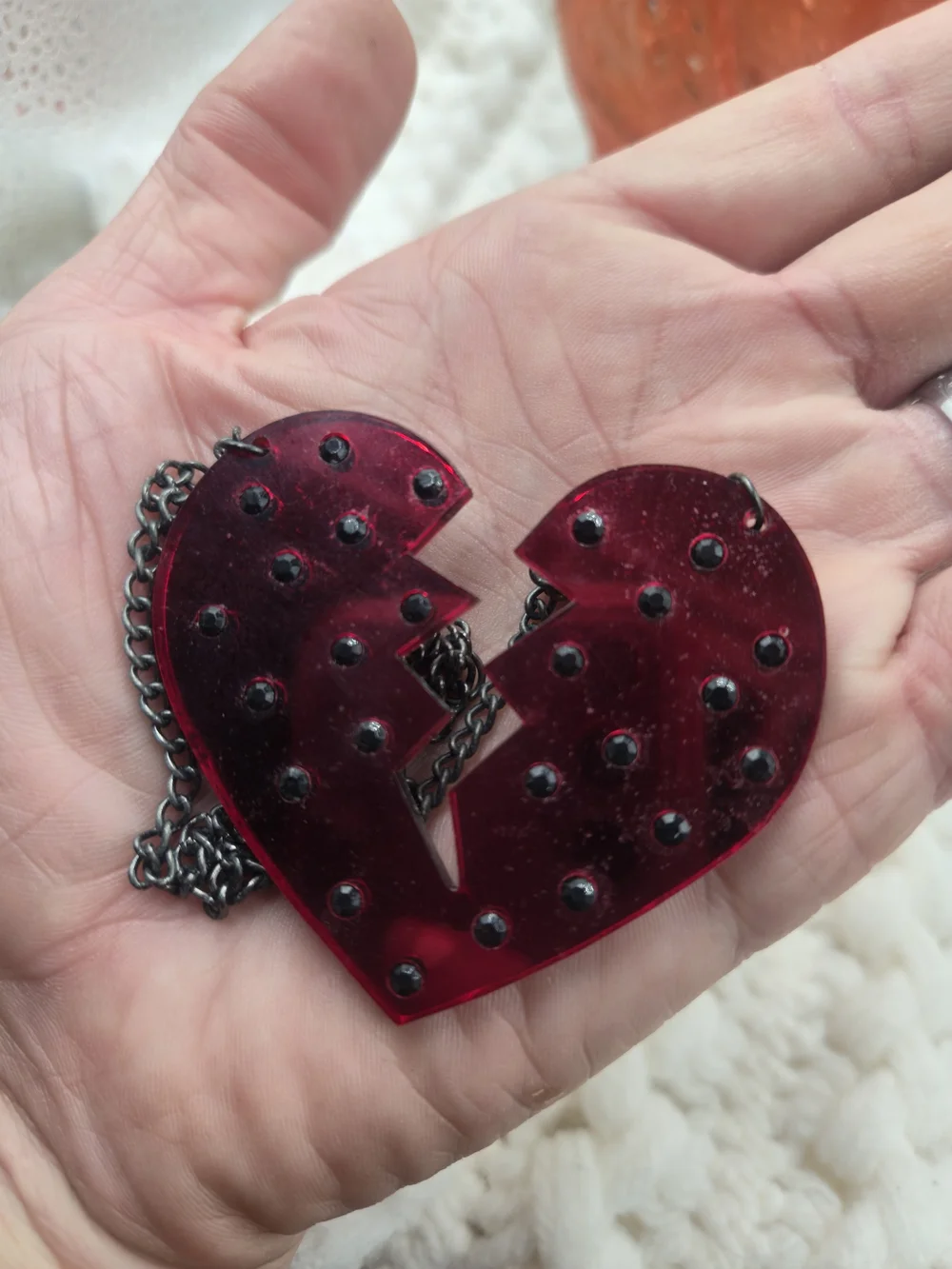Red Broken Heart Pendant Necklace